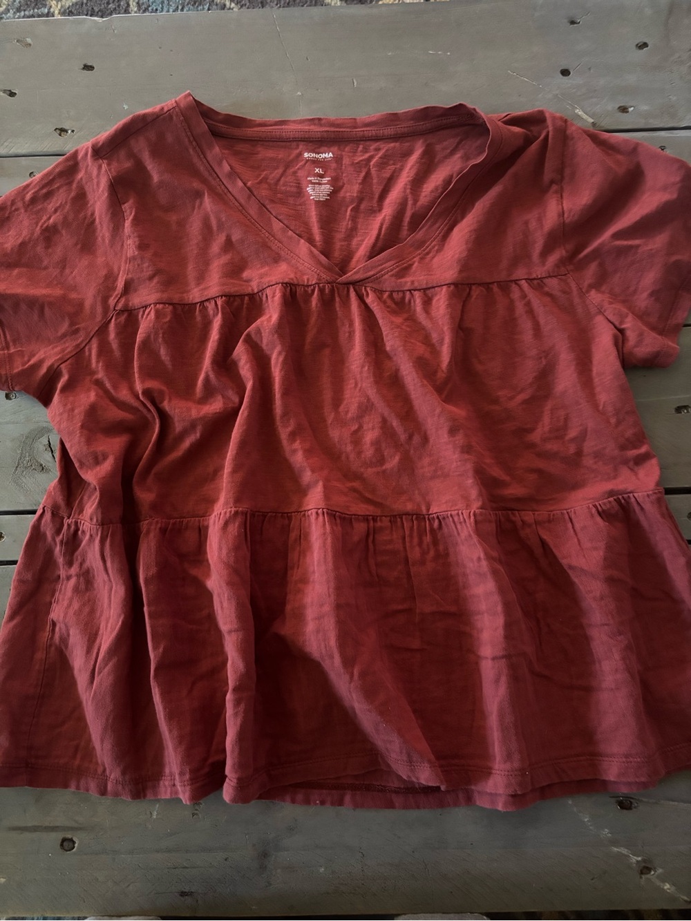 Sonoma Women's Rust Red V-Neck Peplum Tunic